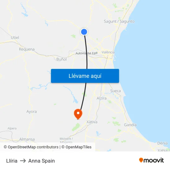 Llíria to Anna Spain map