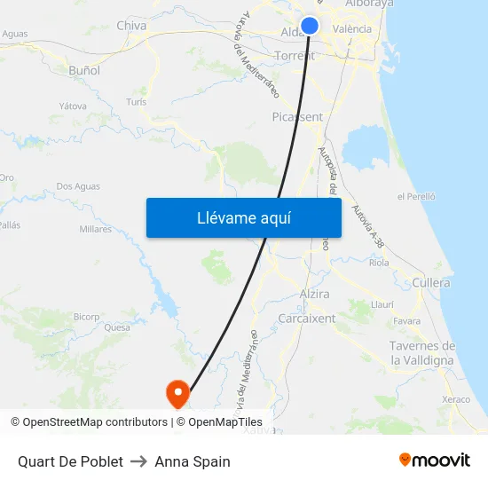 Quart De Poblet to Anna Spain map