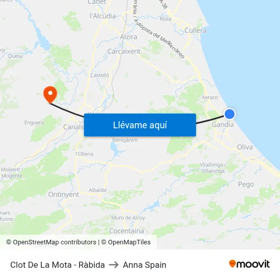 Clot De La Mota - Ràbida to Anna Spain map