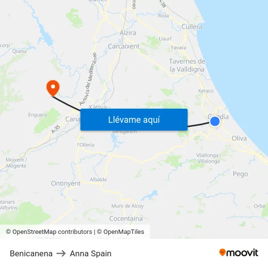 Benicanena to Anna Spain map