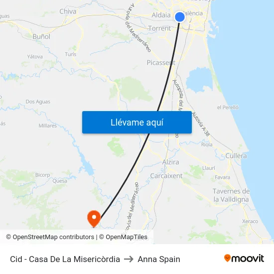 Cid - Casa De La Misericòrdia to Anna Spain map