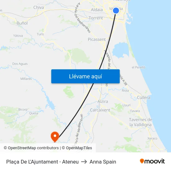 Plaça De L'Ajuntament - Ateneu to Anna Spain map