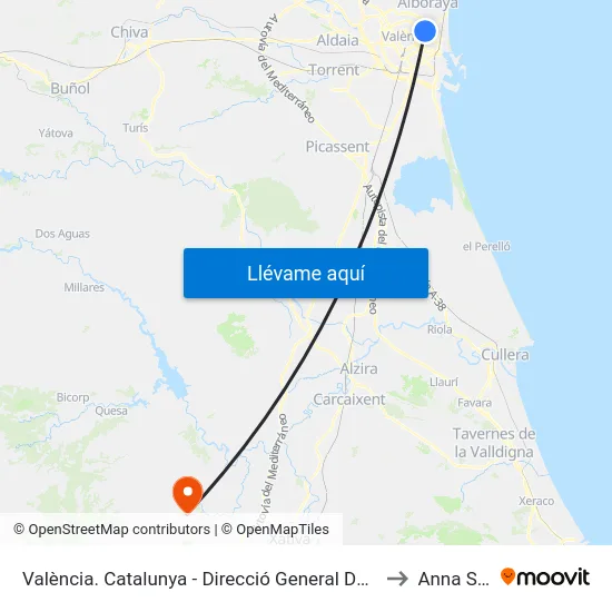 València. Catalunya - Direcció General De Salut Pública to Anna Spain map