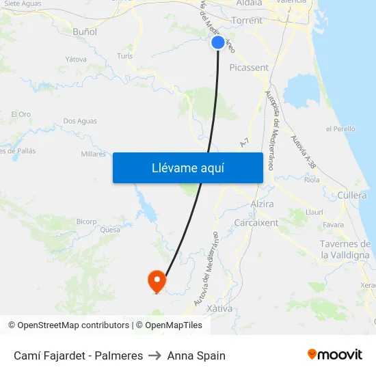 Camí Fajardet - Palmeres to Anna Spain map