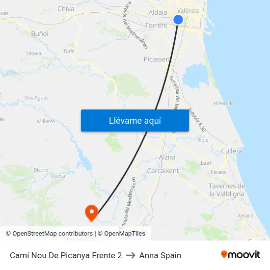 Camí Nou De Picanya Frente 2 to Anna Spain map
