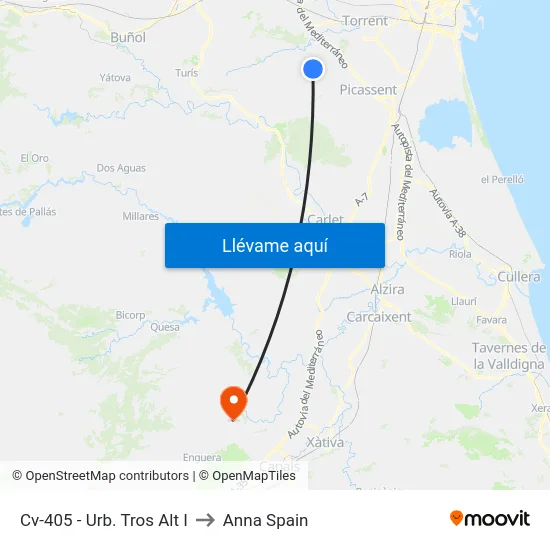Cv-405 - Urb. Tros Alt I to Anna Spain map