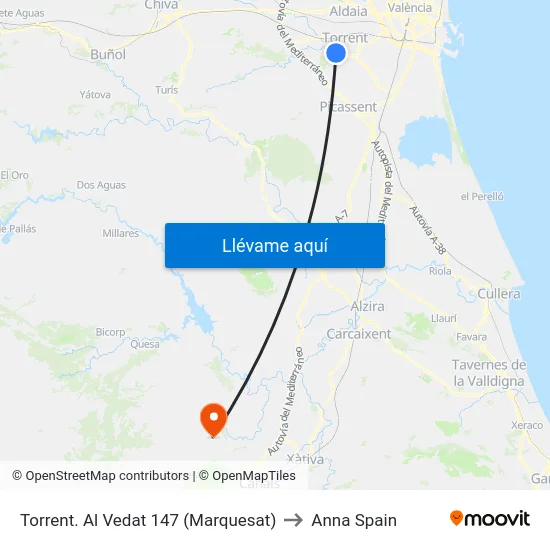 Torrent. Al Vedat 147 (Marquesat) to Anna Spain map