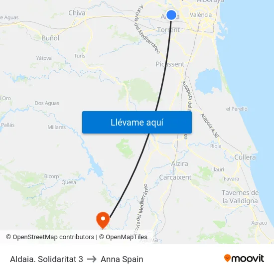 Aldaia. Solidaritat 3 to Anna Spain map