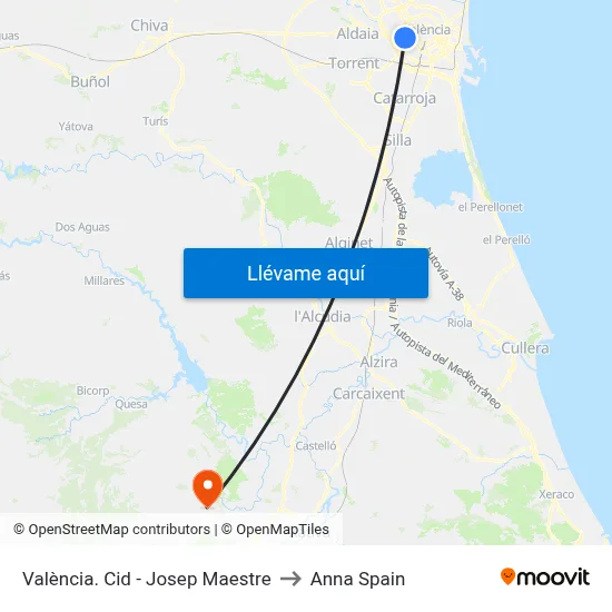 València. Cid - Josep Maestre to Anna Spain map