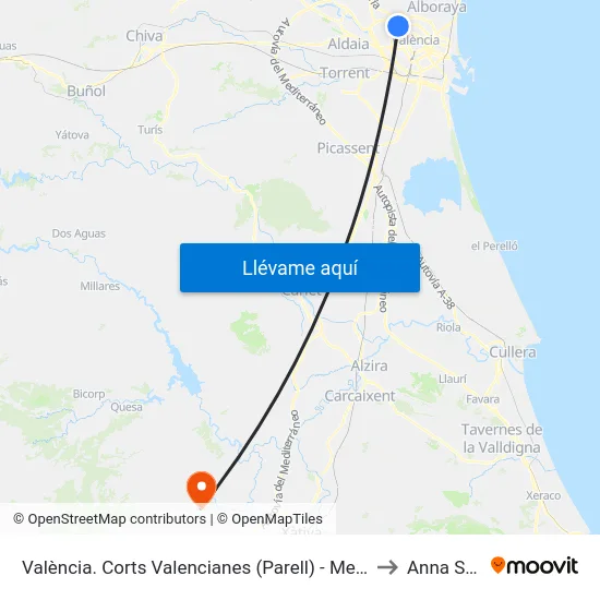 València. Corts Valencianes (Parell) - Metro Beniferri to Anna Spain map