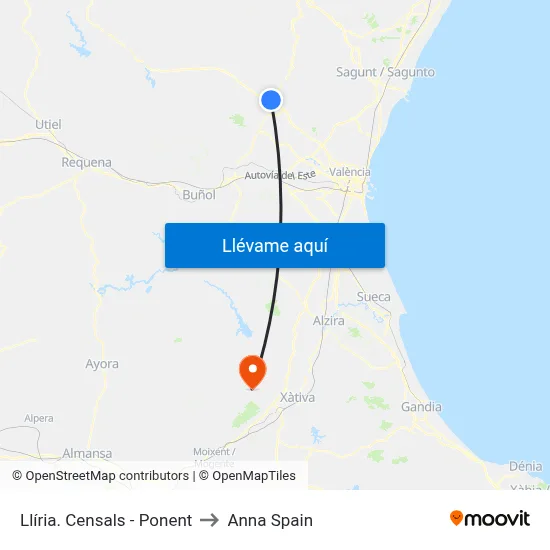 Llíria. Censals - Ponent to Anna Spain map