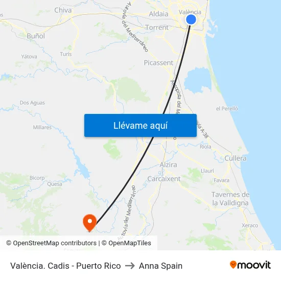 València. Cadis - Puerto Rico to Anna Spain map
