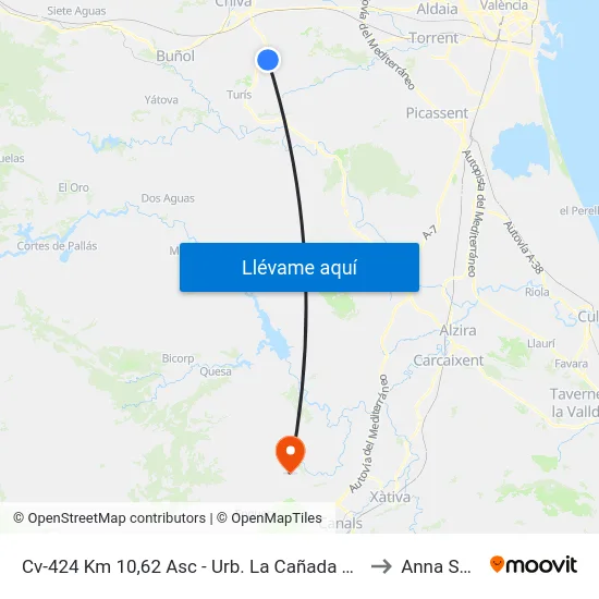 Cv-424 Km 10,62 Asc - Urb. La Cañada Del Fraile to Anna Spain map