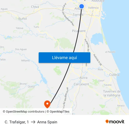 Quart De Poblet. Trafalgar 7 to Anna Spain map