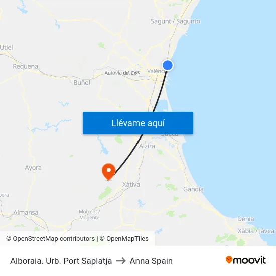 Alboraia. Urb. Port Saplatja to Anna Spain map