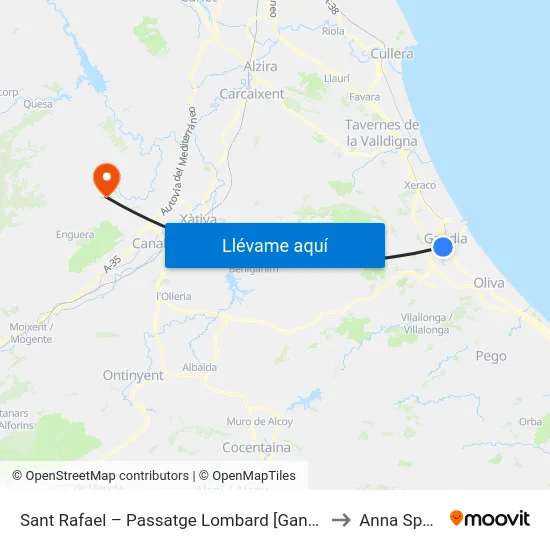 Sant Rafael – Passatge Lombard [Gandia] to Anna Spain map