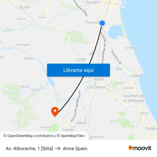 Av. Alborache, 1 [Silla] to Anna Spain map