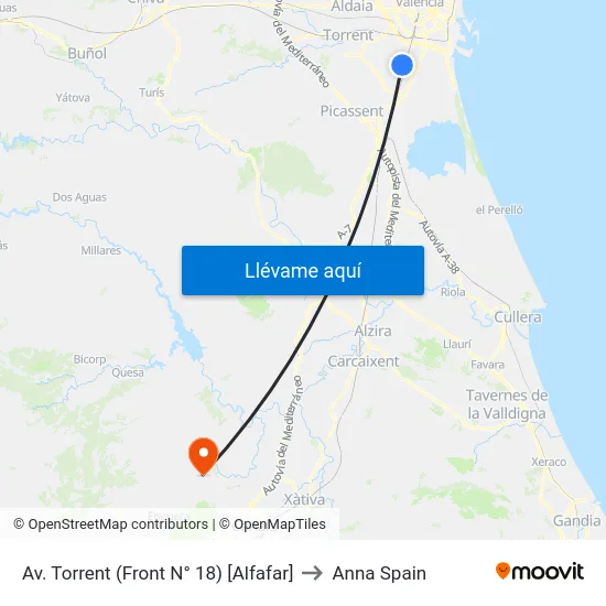 Av. Torrent (Front N° 18) [Alfafar] to Anna Spain map