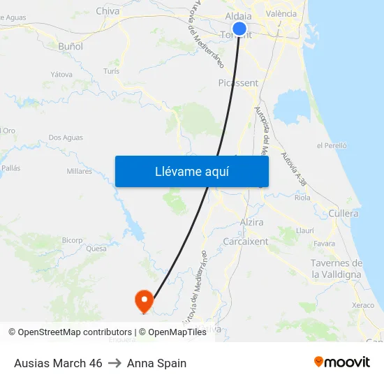 Ausias March 46 to Anna Spain map