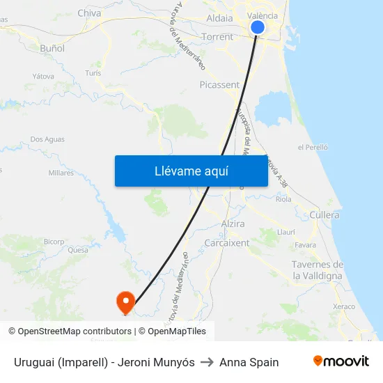 Uruguai (Imparell) - Jeroni Munyós to Anna Spain map