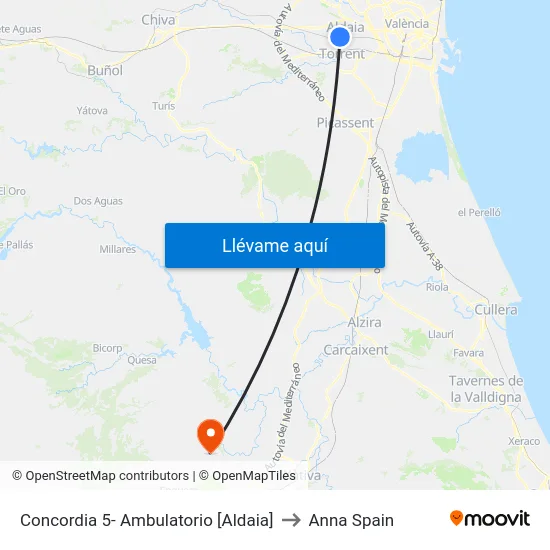 Concordia 5- Ambulatorio [Aldaia] to Anna Spain map