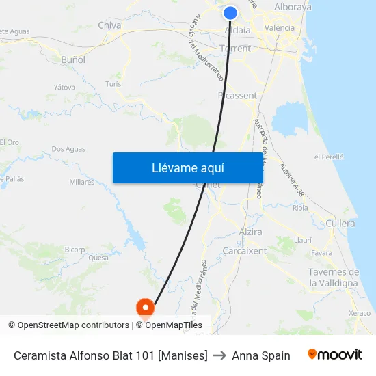 Ceramista Alfonso Blat 101 [Manises] to Anna Spain map