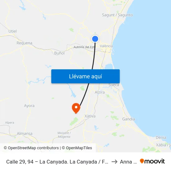 Calle 29, 94 – La Canyada. La Canyada / Fuente Del Jarro [Paterna] to Anna Spain map