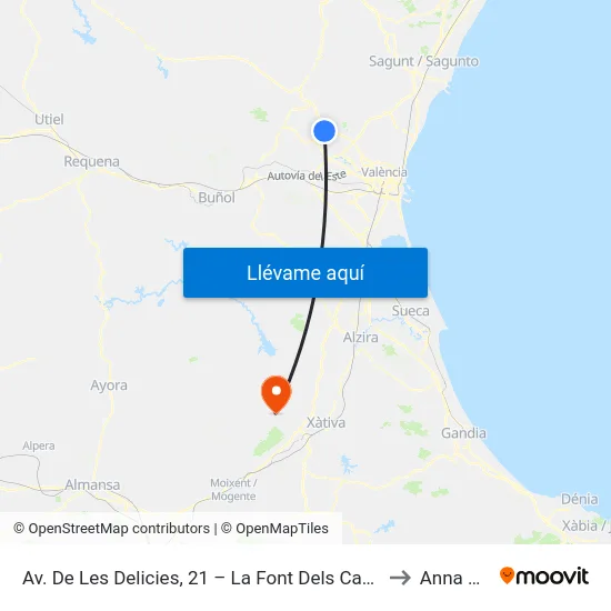Av. De Les Delicies, 21 – La Font Dels Cavallers [Eliana, L] to Anna Spain map