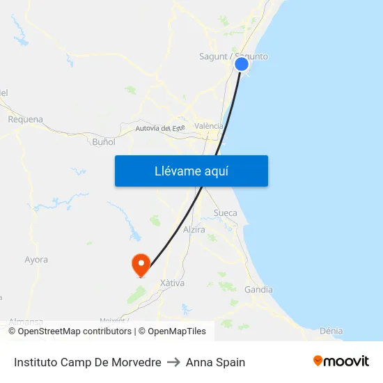 Instituto Camp De Morvedre to Anna Spain map