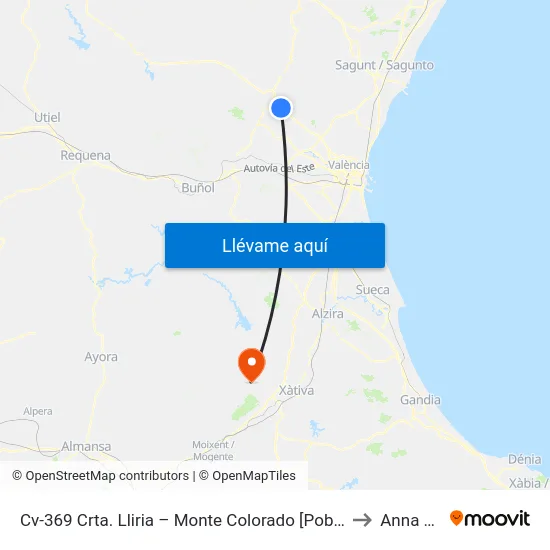 Cv-369 Crta. Lliria – Monte Colorado [Pobla De Vallbona, La] to Anna Spain map