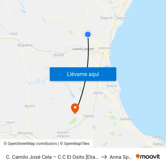 C. Camilo José Cela – C.C El Osito [Eliana, L] to Anna Spain map