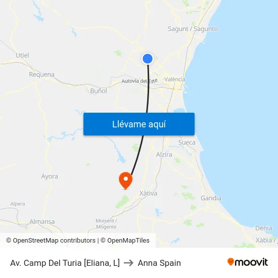 Av. Camp Del Turia [Eliana, L] to Anna Spain map