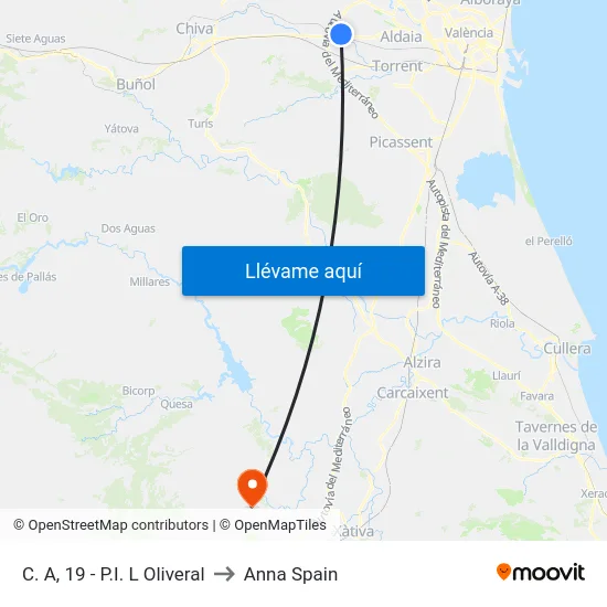 C. A, 19 - P.I. L Oliveral to Anna Spain map