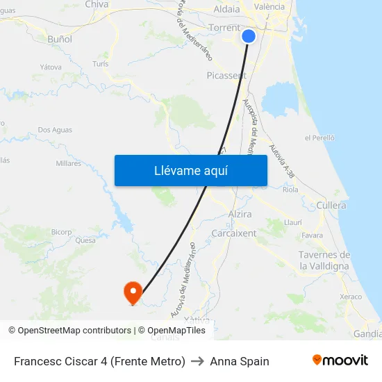 Francesc Ciscar 4 (Frente Metro) to Anna Spain map