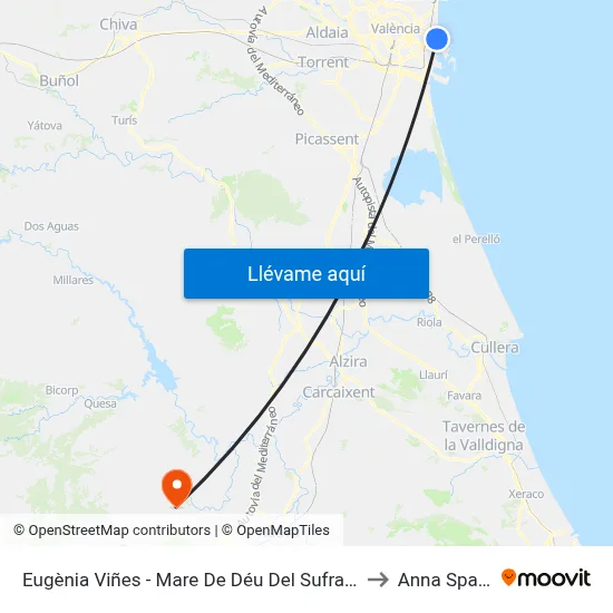 Eugènia Viñes - Mare De Déu Del Sufragi to Anna Spain map