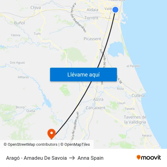 Aragó - Amadeu De Savoia to Anna Spain map