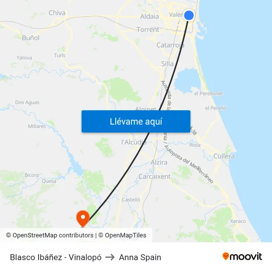 Blasco Ibáñez - Vinalopó to Anna Spain map