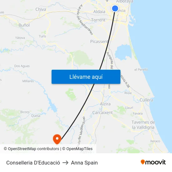 Conselleria D'Educació to Anna Spain map