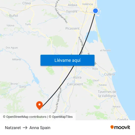 Natzaret to Anna Spain map