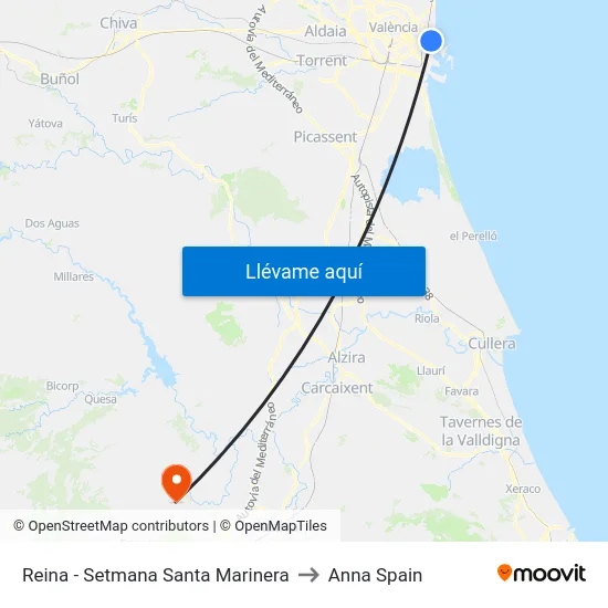 Reina - Setmana Santa Marinera to Anna Spain map