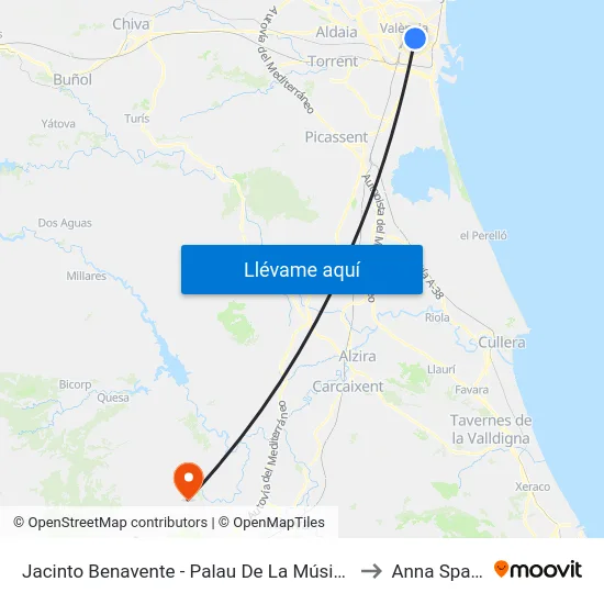 Jacinto Benavente - Palau De La Música to Anna Spain map