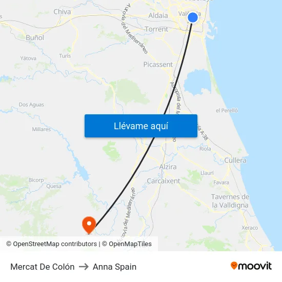 Mercat De Colón to Anna Spain map