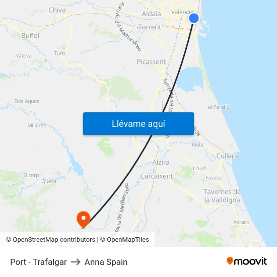 Port - Trafalgar to Anna Spain map