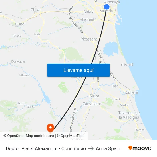 Doctor Peset Aleixandre - Constitució to Anna Spain map