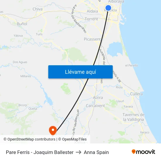 Pare Ferrís - Joaquim Ballester to Anna Spain map