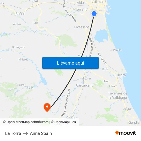 La Torre to Anna Spain map
