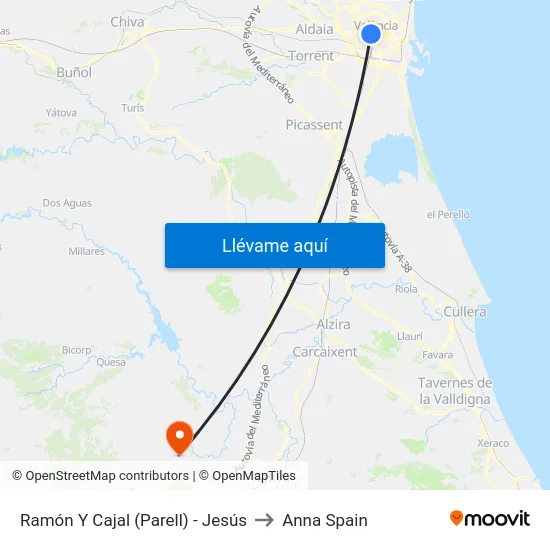 Ramón Y Cajal (Parell) - Jesús to Anna Spain map