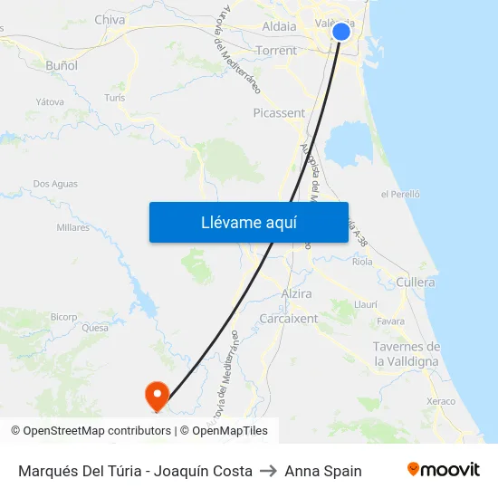 Marqués Del Túria - Joaquín Costa to Anna Spain map