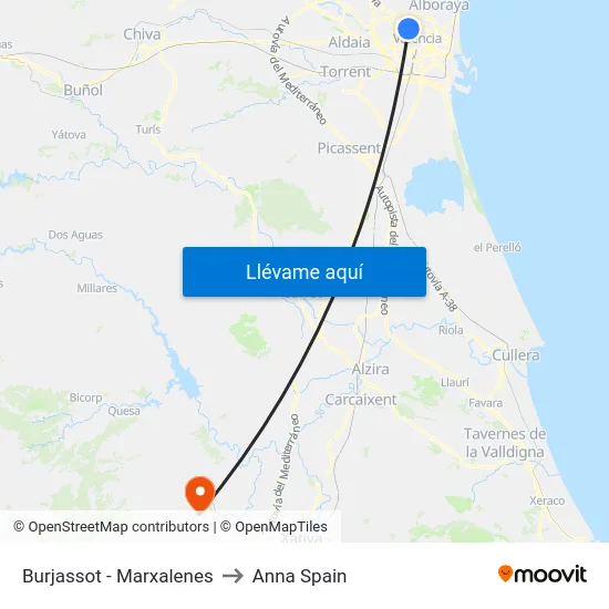Burjassot - Marxalenes to Anna Spain map