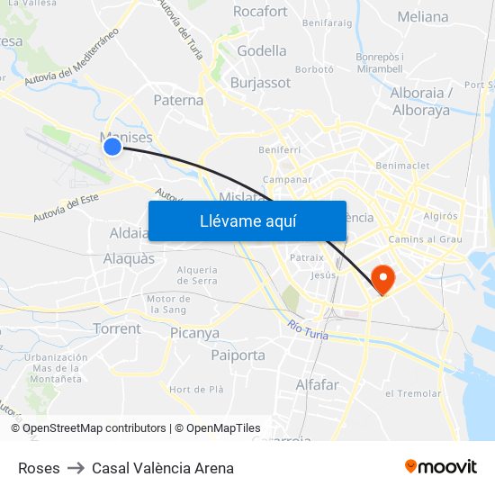 Roses to Casal València Arena map